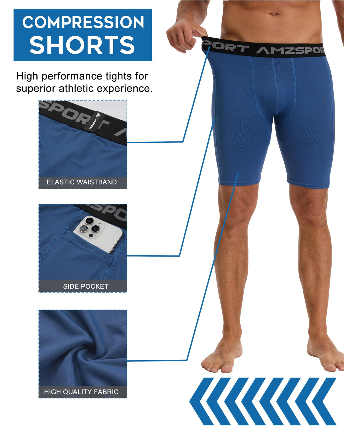 AMZSPORT Men's Breathable Compression Shorts