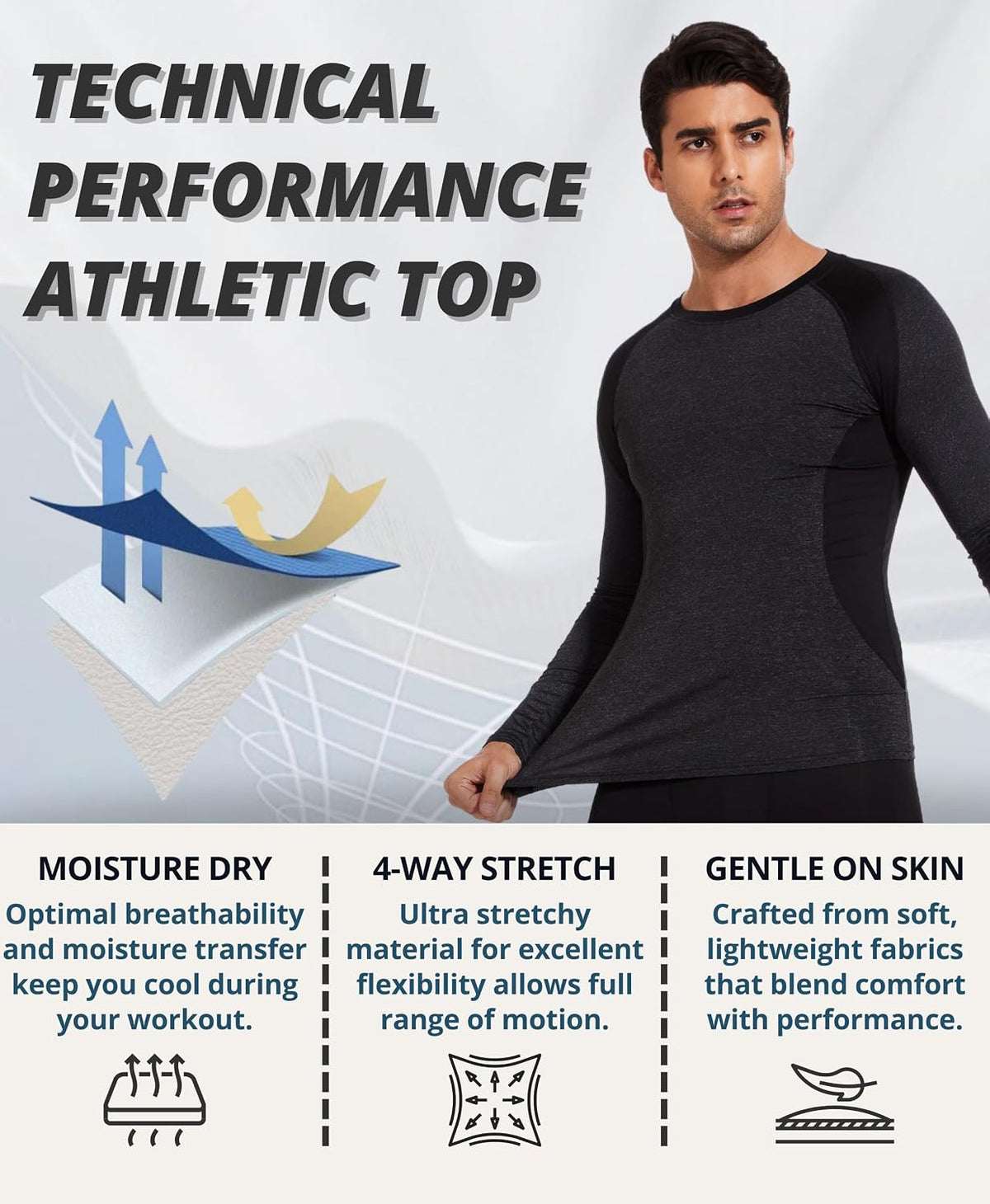 AMZSPORT Men's Long Sleeve Compression Shirt