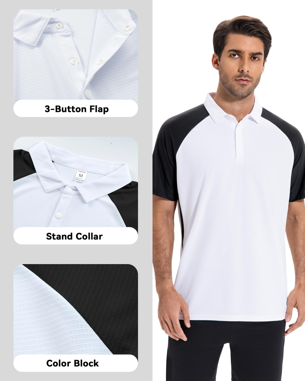 AMZSPORT Men's Short Sleeve Golf Polo Shirt For Tennis Sport
