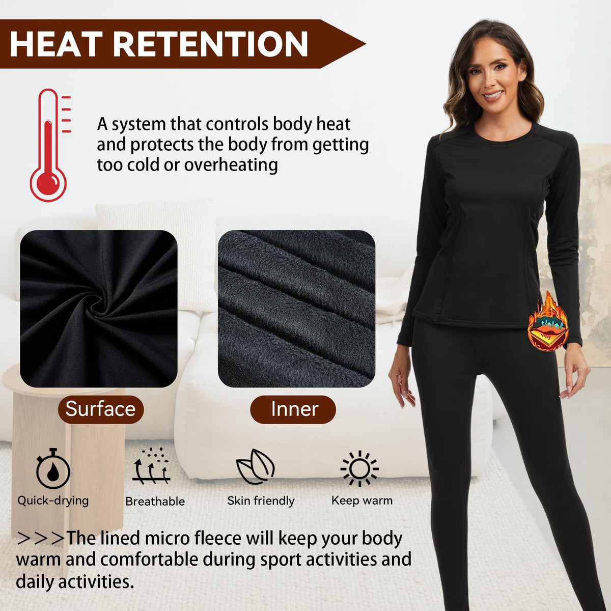 AMZSPORT Women's Thermal Long Sleeve Shirt Slim Fit Winter Base Layer