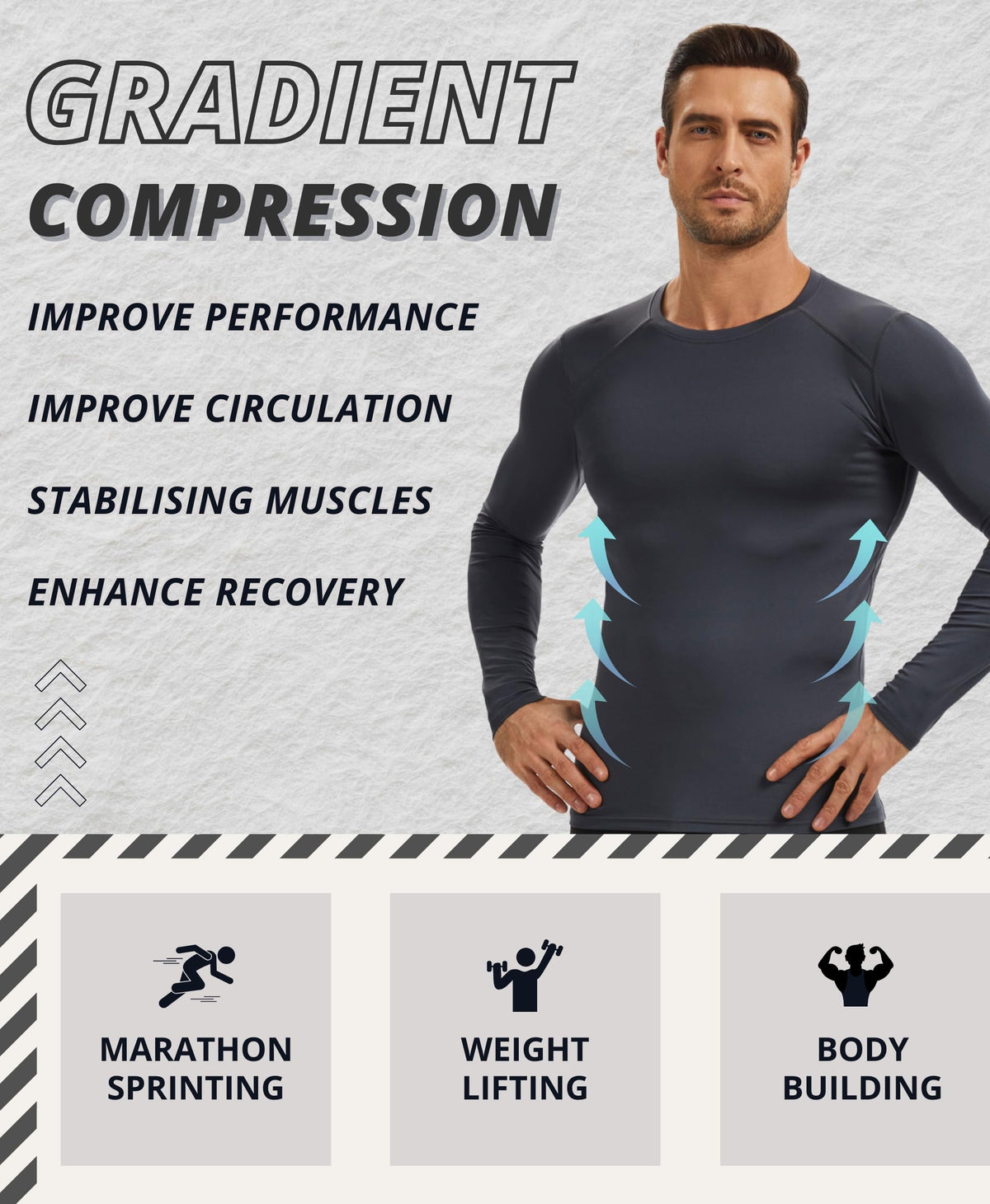 AMZSPORT Men's Long Sleeve Compression Shirt, Quick-Dry