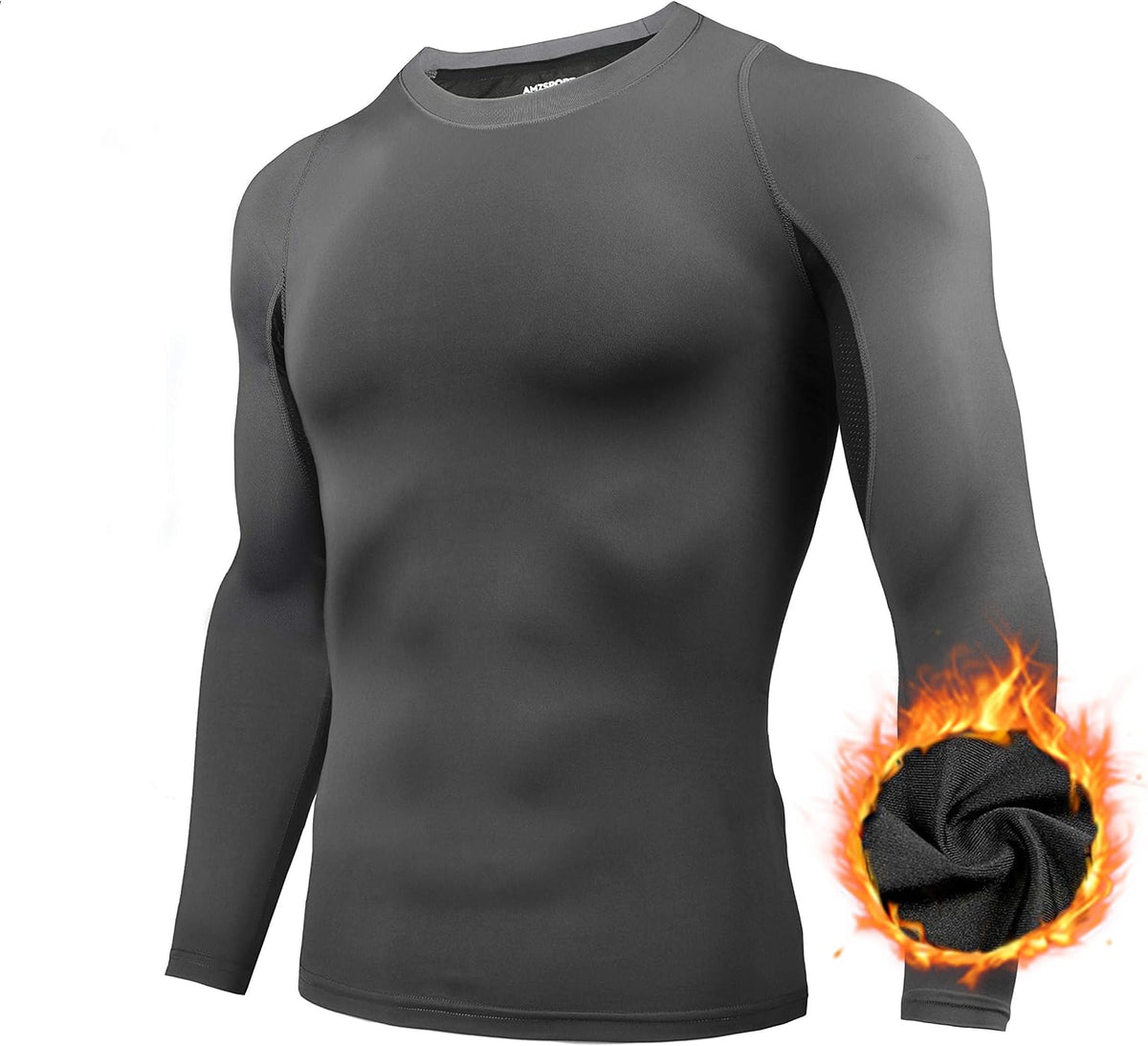 AMZSPORT Men's Long Sleeve Compression Shirt, Breathable