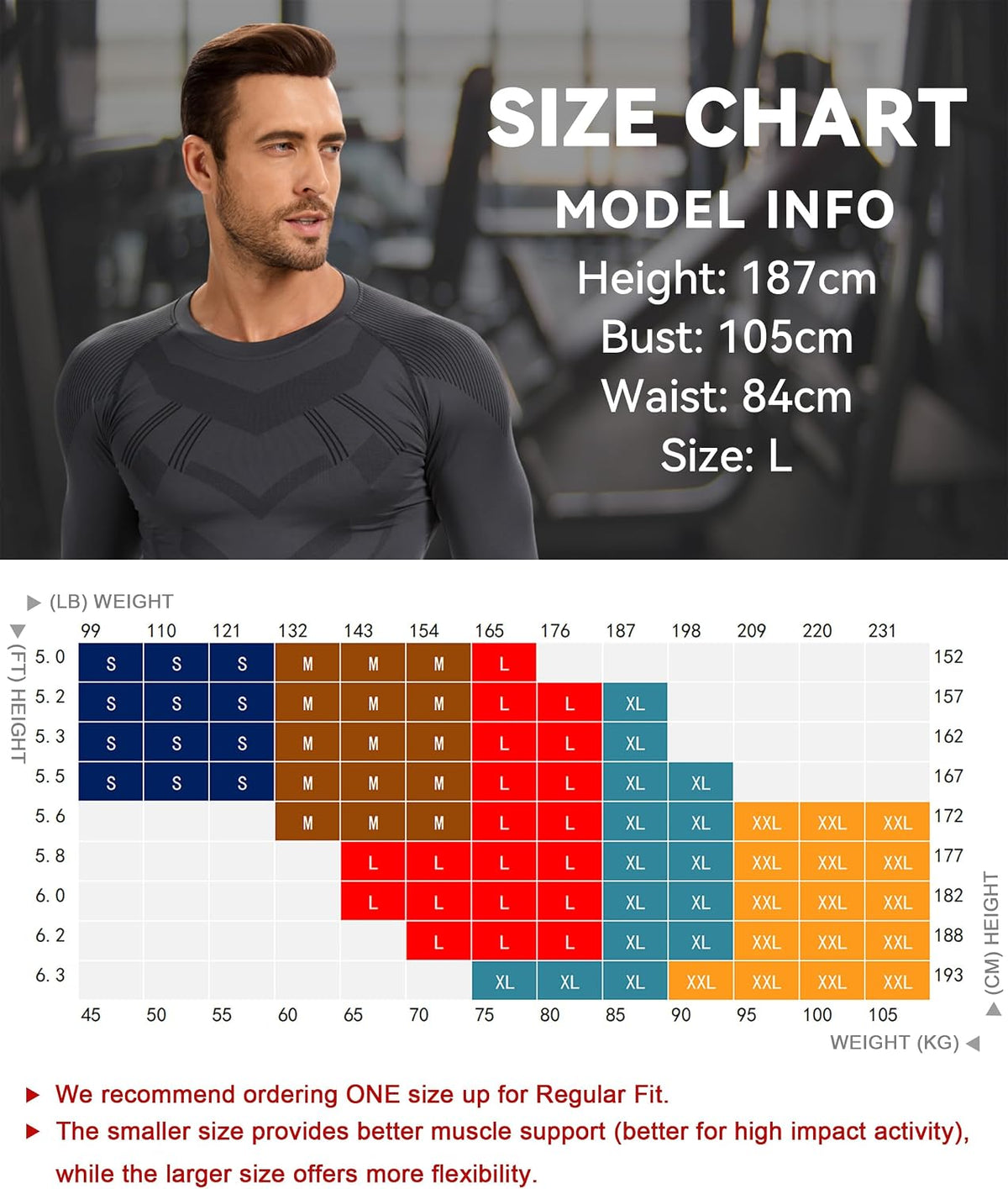 AMZSPORT Men's Long Sleeve Compression Shirt