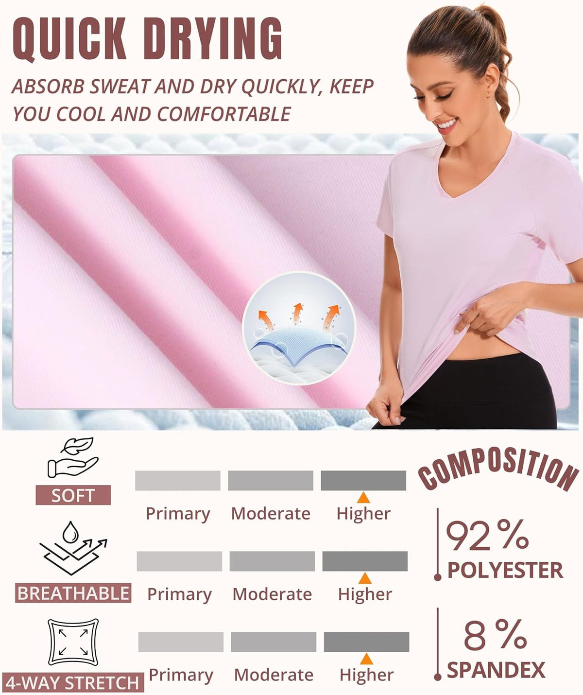 AMZSPORT Women's Short Sleeve Sport T-Shirt Breathable Running Top