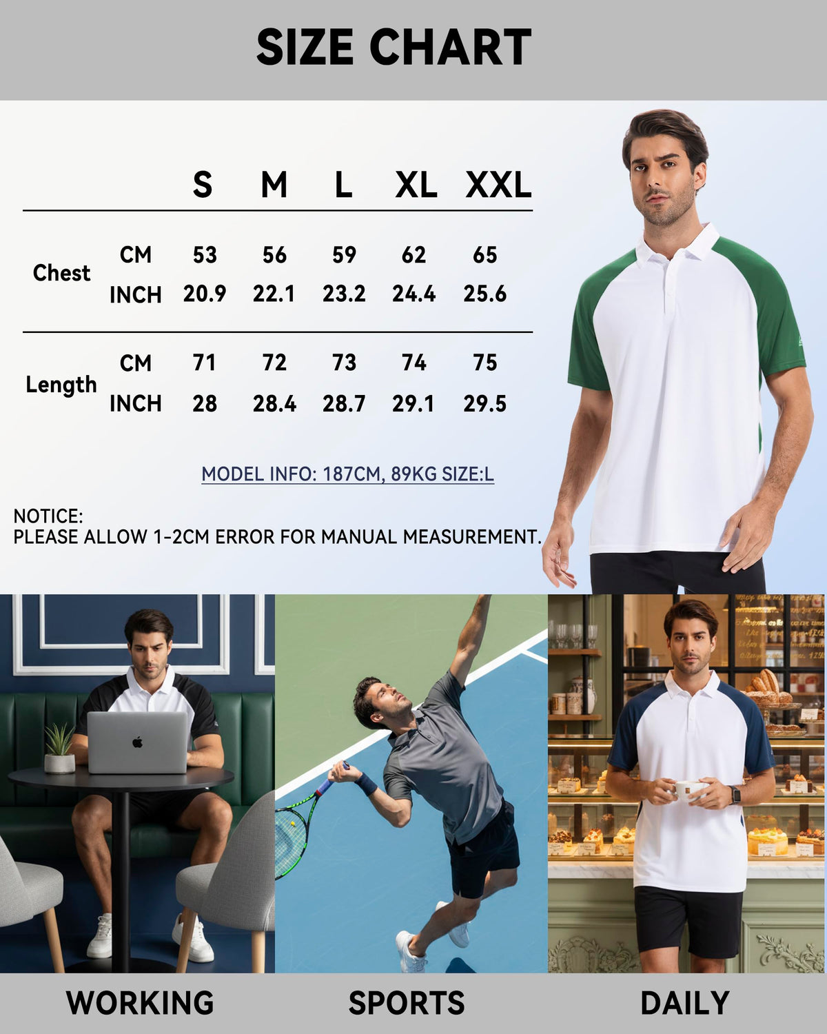 AMZSPORT Men's Short Sleeve Golf Polo Shirt For Tennis Sport