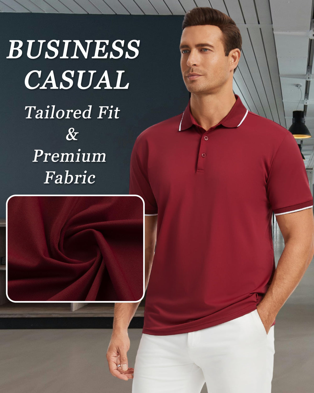 AMZSPORT Men's Short Sleeve Polo Shirt For Golf,Business Or Casual