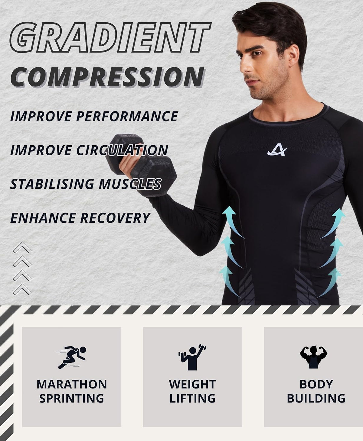 AMZSPORT Men's Long Sleeve Compression Shirt