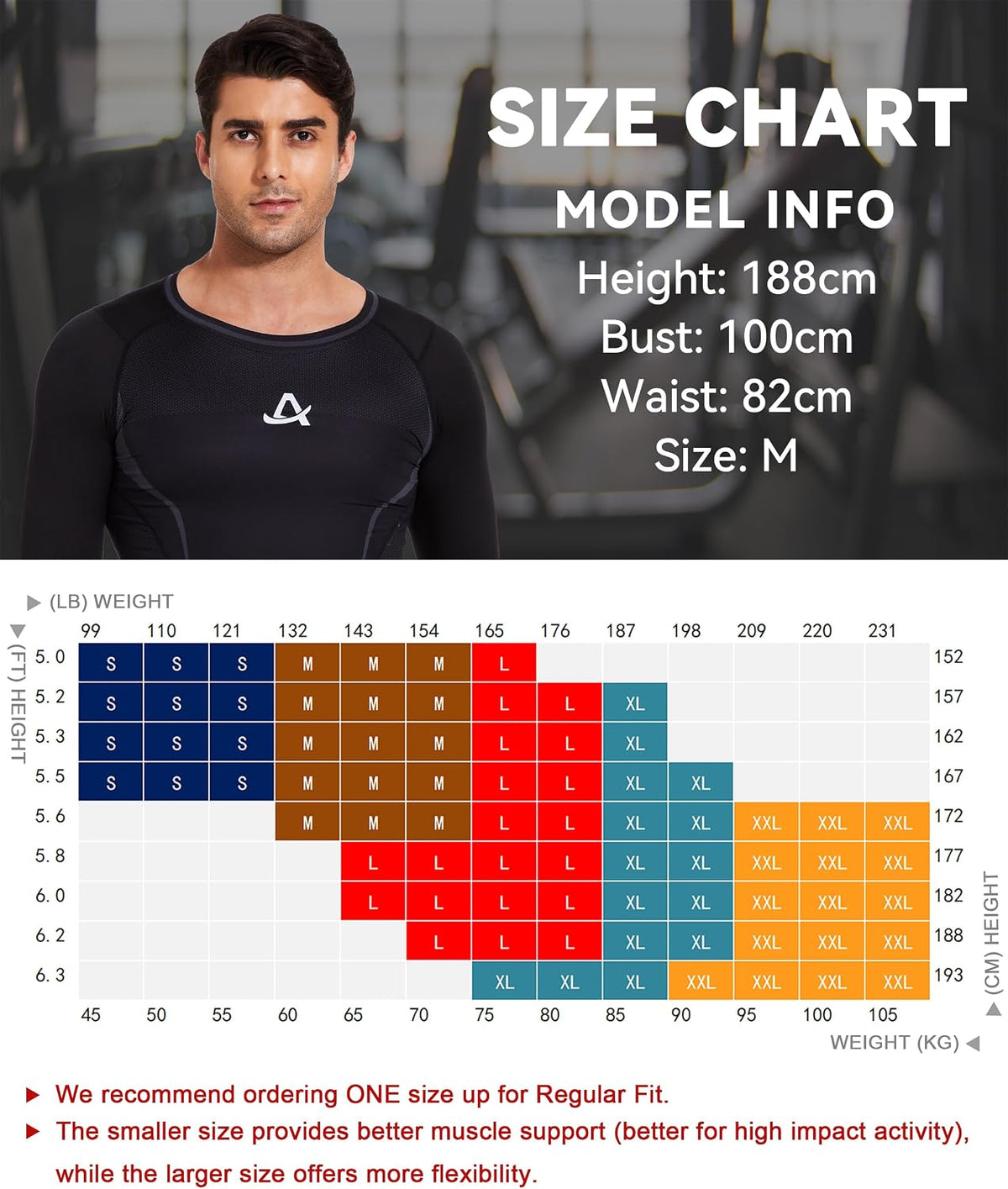 AMZSPORT Men's Long Sleeve Compression Shirt