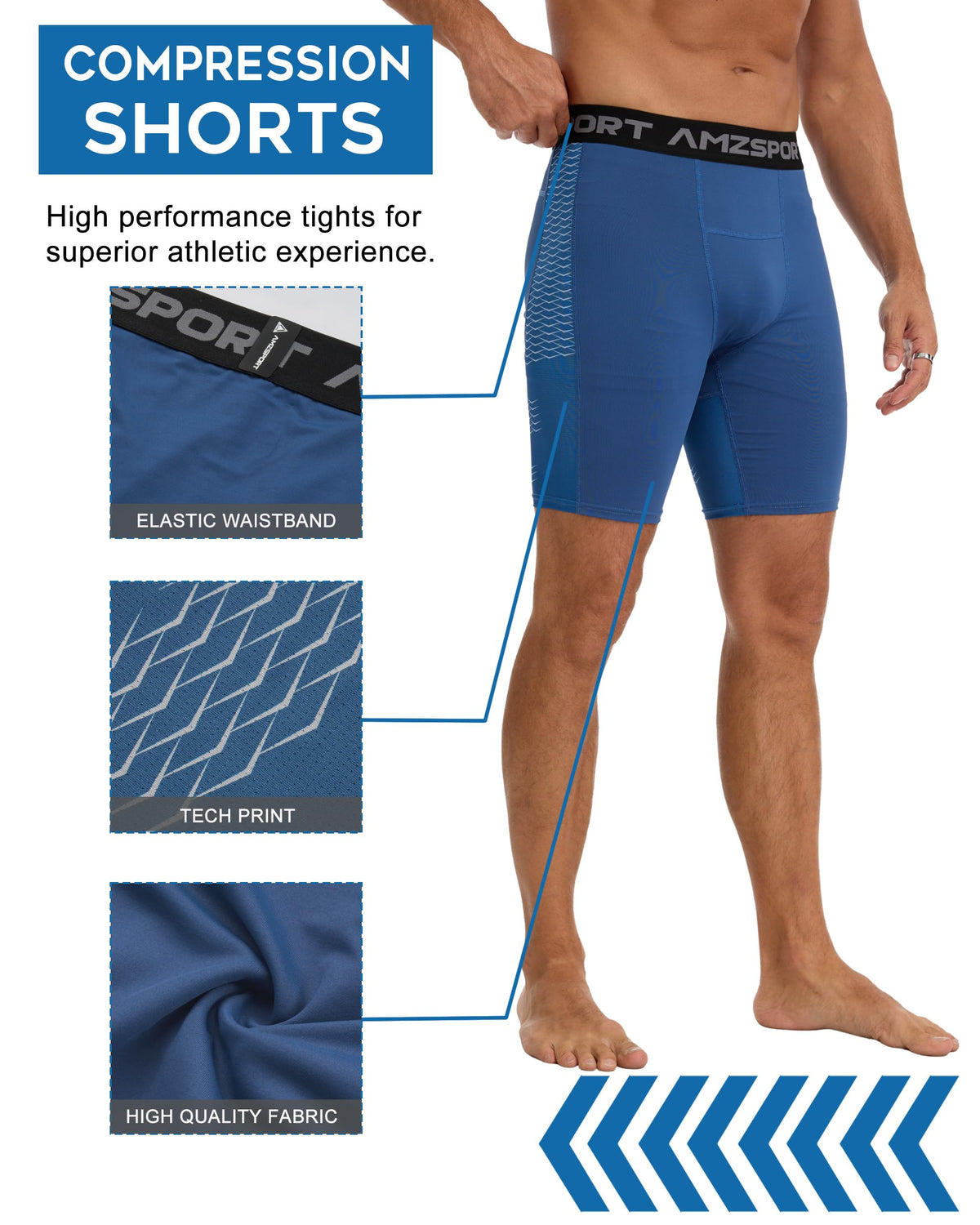 AMZSPORT Men's Breathable Compression Shorts