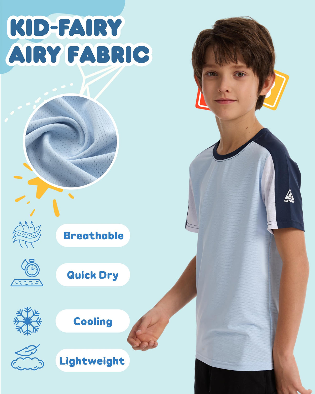 AMZSPORT Kids Unisex Short Sleeve Sports T-Shirt For Football Training