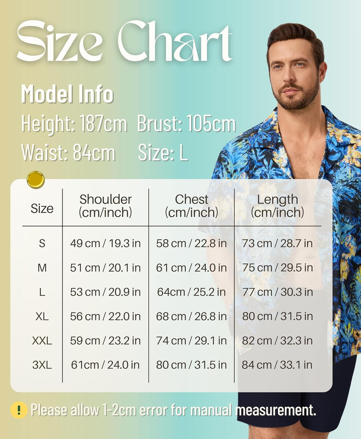 AMZSPORT Men's Hawaiian Shirt, Short Sleeve Summer Beach Shirt