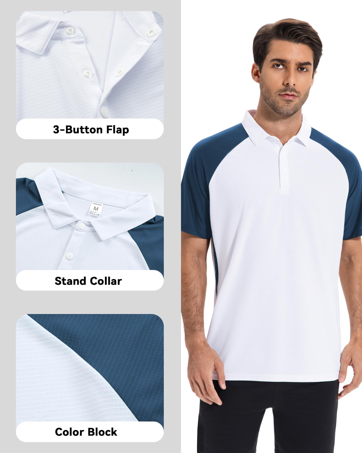 AMZSPORT Men's Short Sleeve Golf Polo Shirt For Tennis Sport