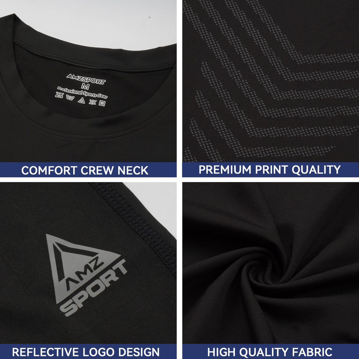AMZSPORT Men's 1/2-Pack Short Sleeve Compression Shirt Running Top