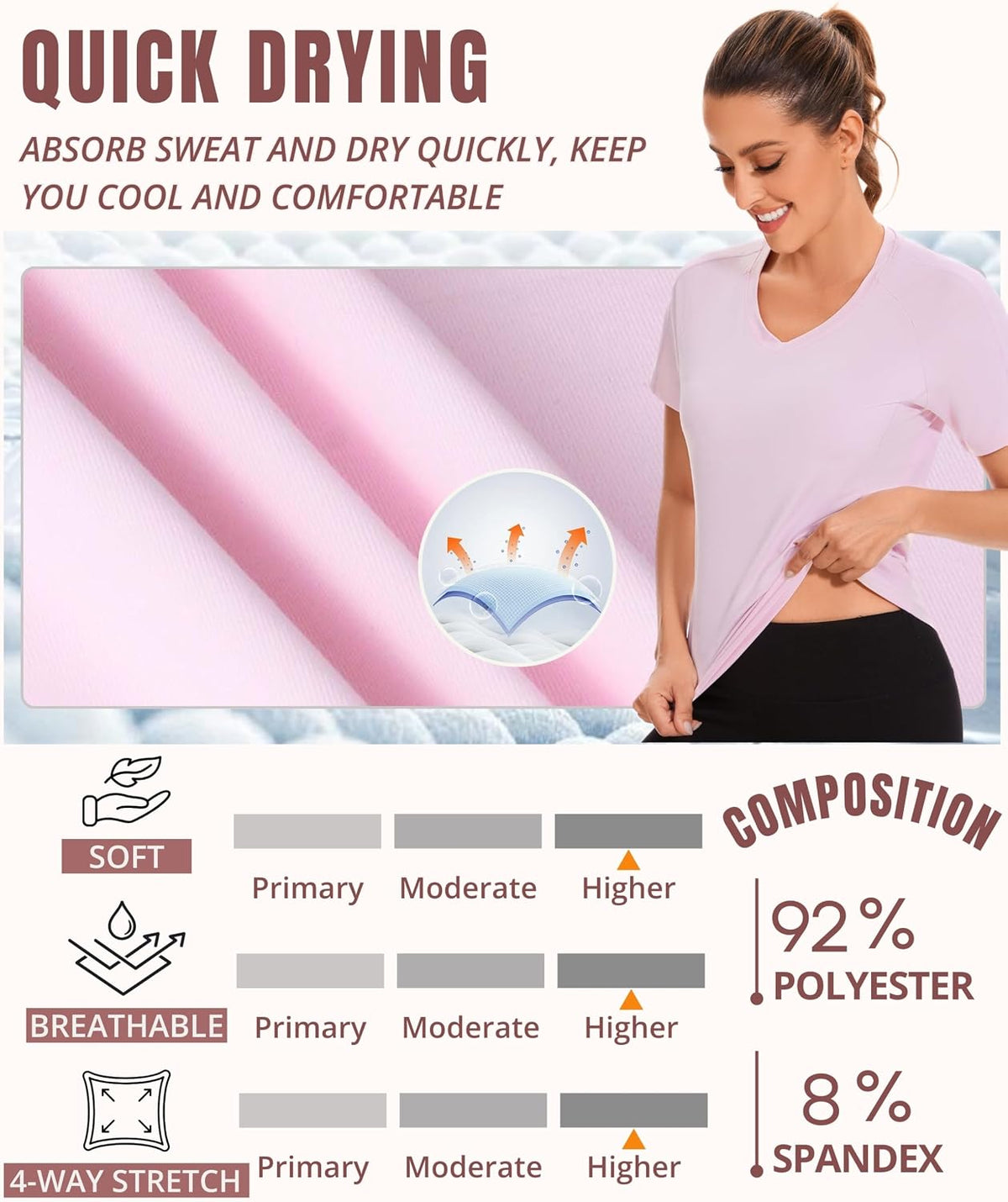 AMZSPORT Women's Short Sleeve Sport T-Shirt Breathable Running Top