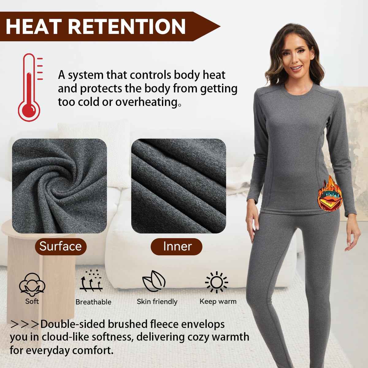 AMZSPORT Women's Thermal Long Sleeve Shirt Slim Fit Winter Base Layer