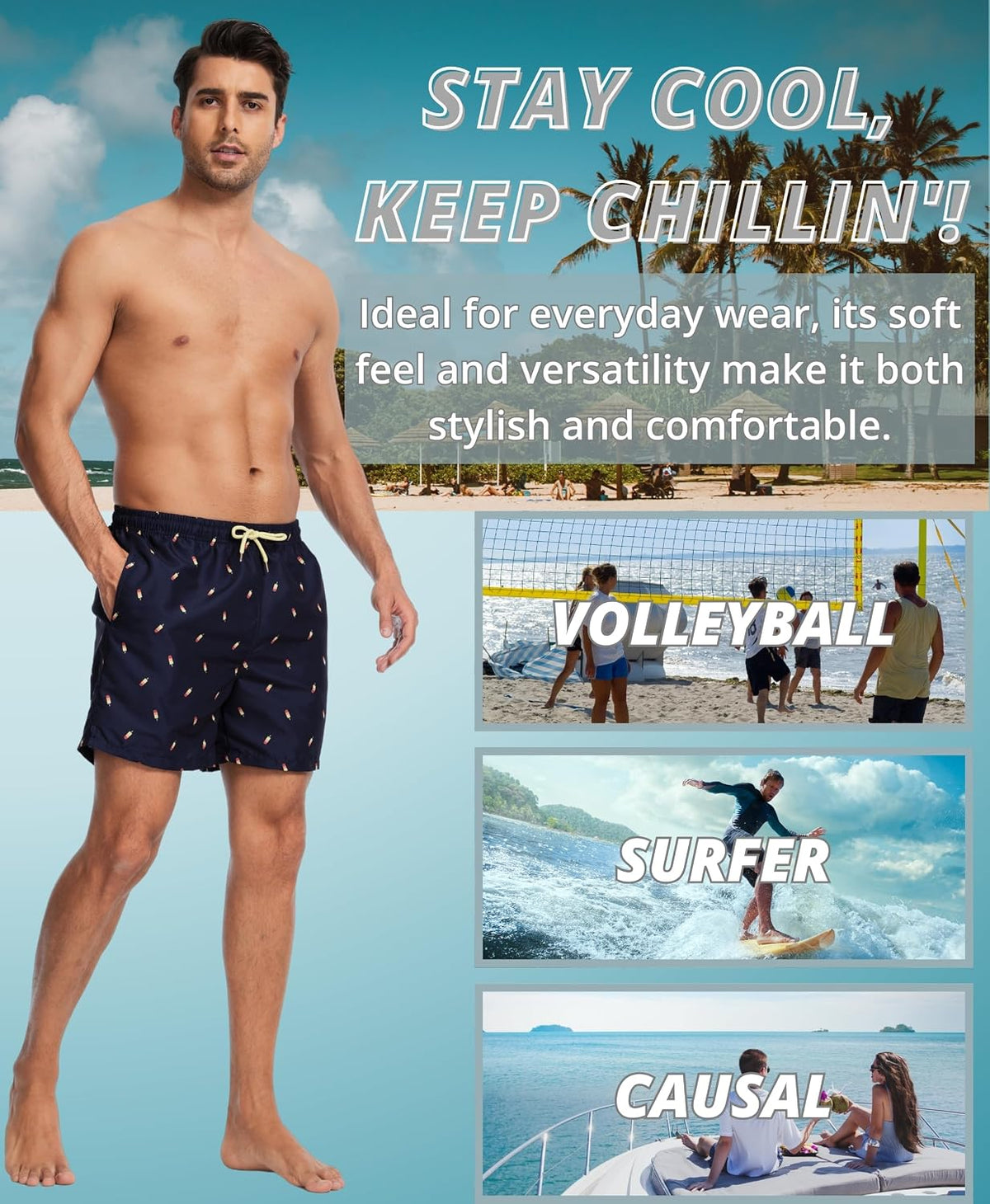 AMZSPORT Men's Swim Trunks