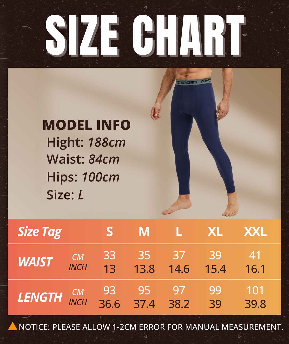 AMZSPORT Men's Thermal Underwear Long Johns Winter Base Layer Pants