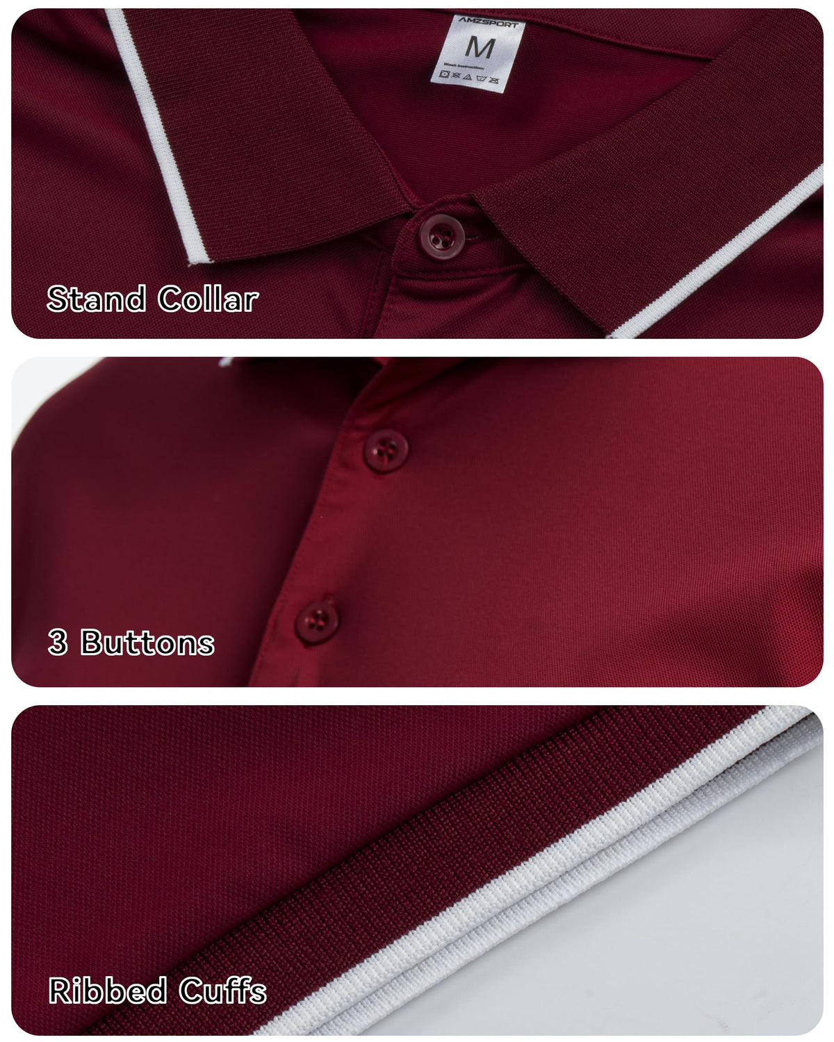 AMZSPORT Men's Short Sleeve Polo Shirt For Golf,Business Or Casual