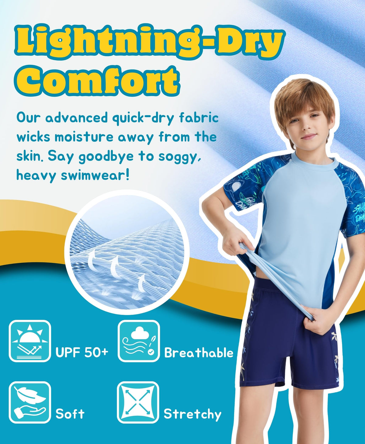 AMZSPORT Kids UPF 50+ Short Sleeve Swim Shirt