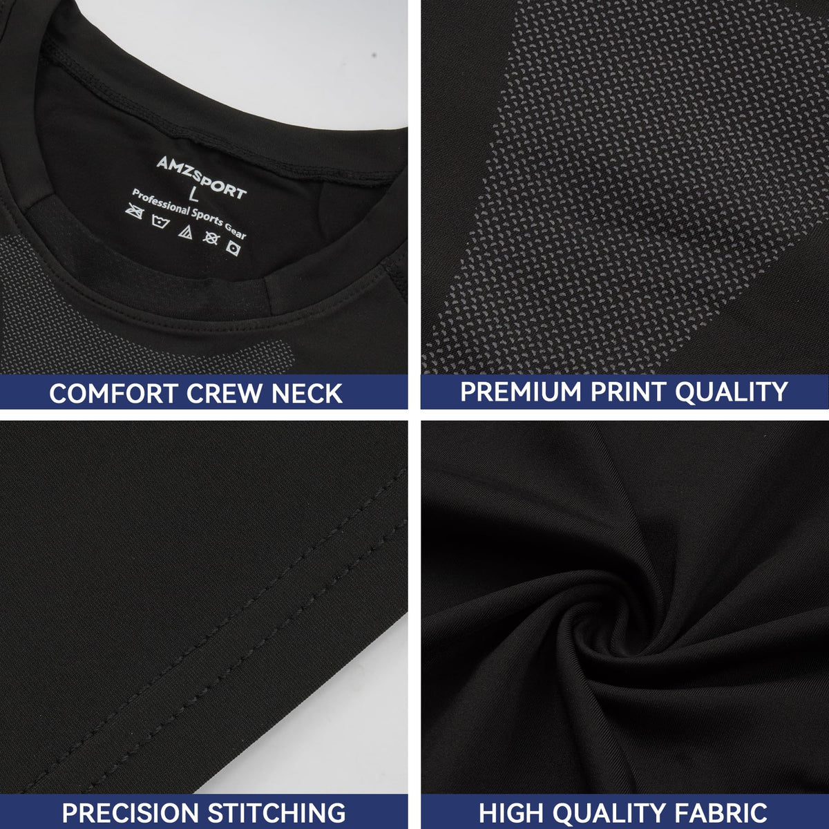 AMZSPORT Men's Short Sleeve Compression Shirt Quick-Dry Running Top
