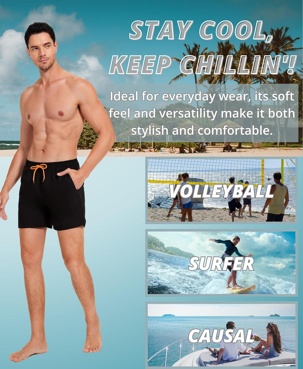 AMZSPORT Men's Swim Trunks