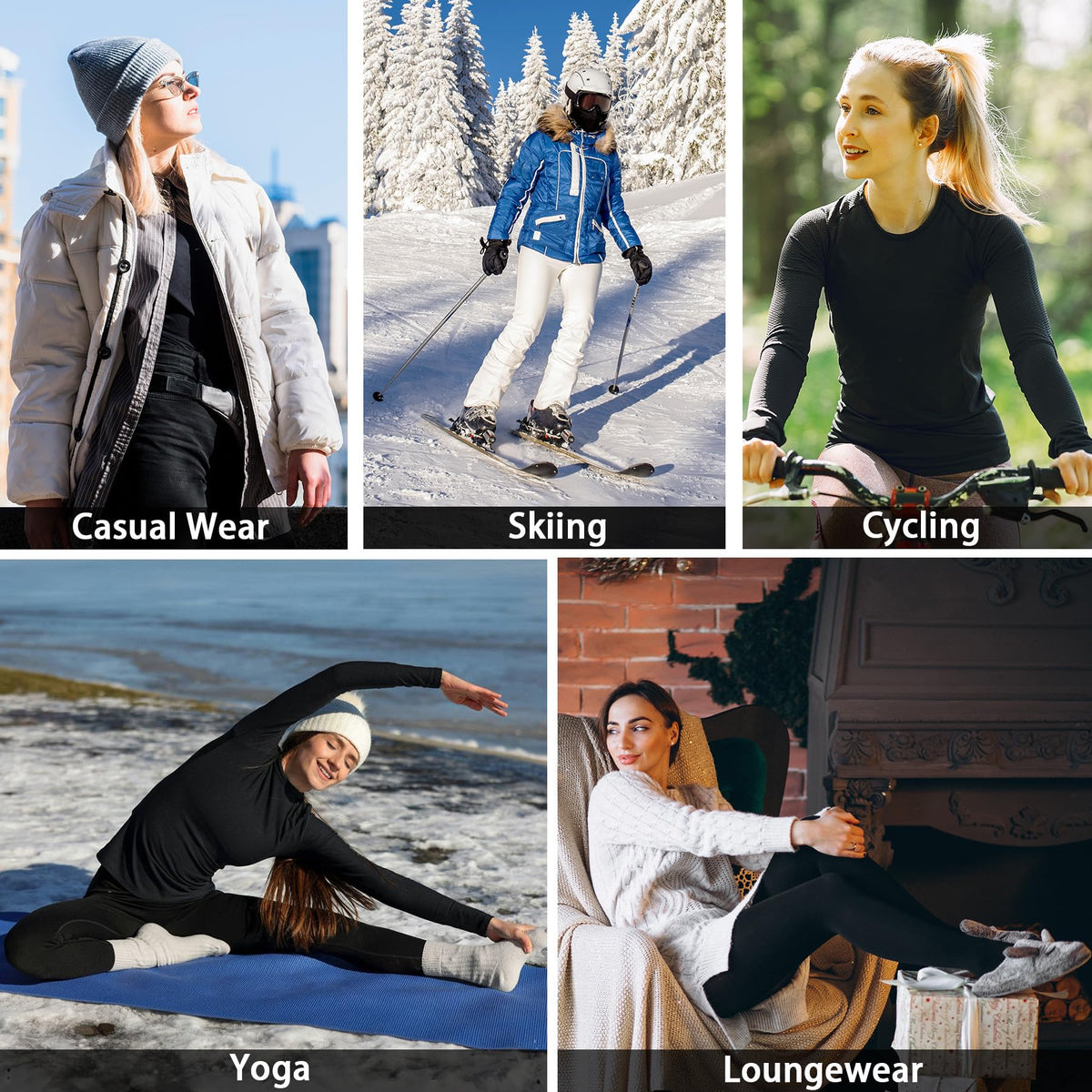 AMZSPORT Women's Thermal Underwear Set Fleece-Lined Ski Base Layer