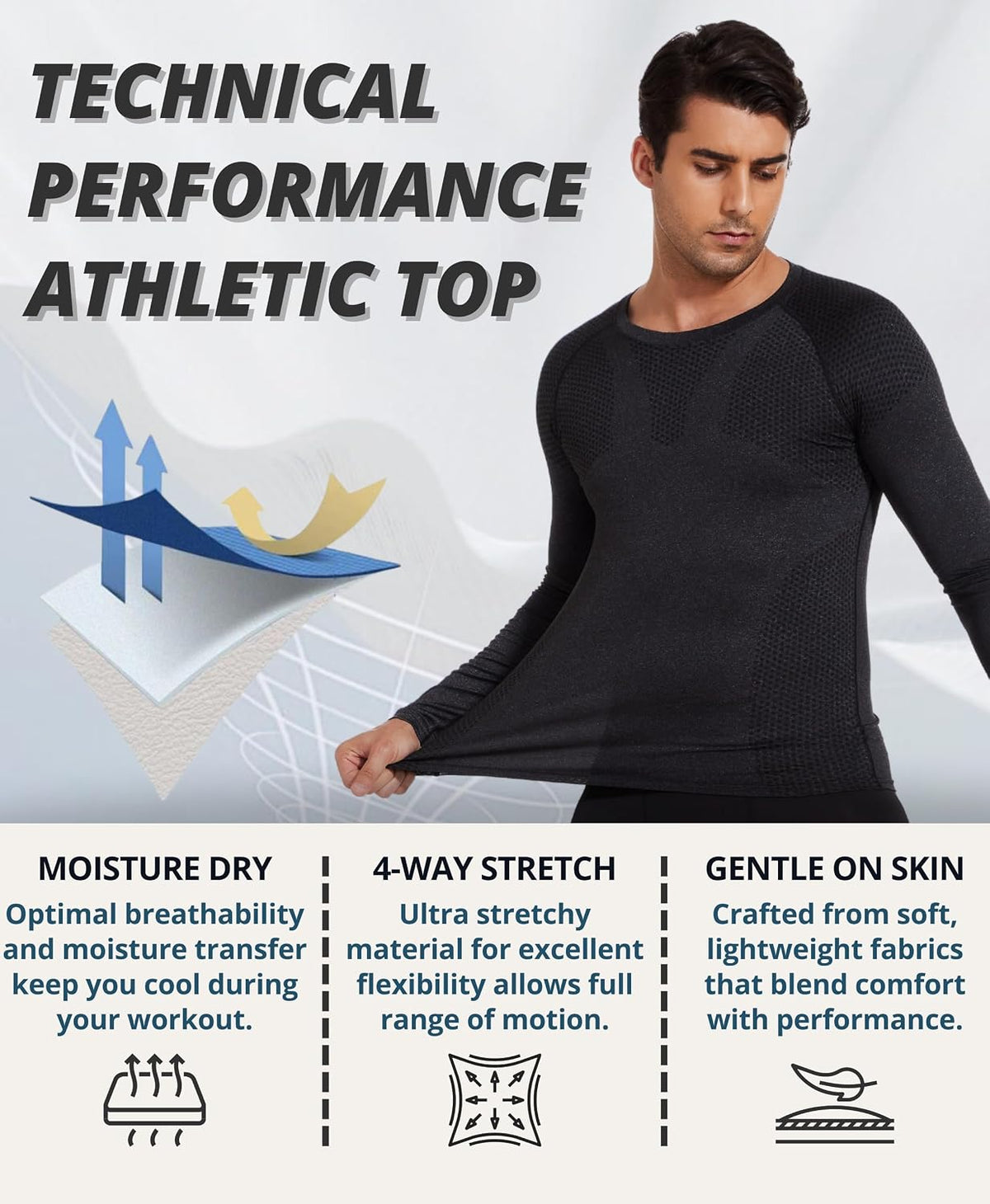 AMZSPORT Men's Long Sleeve Compression Shirt
