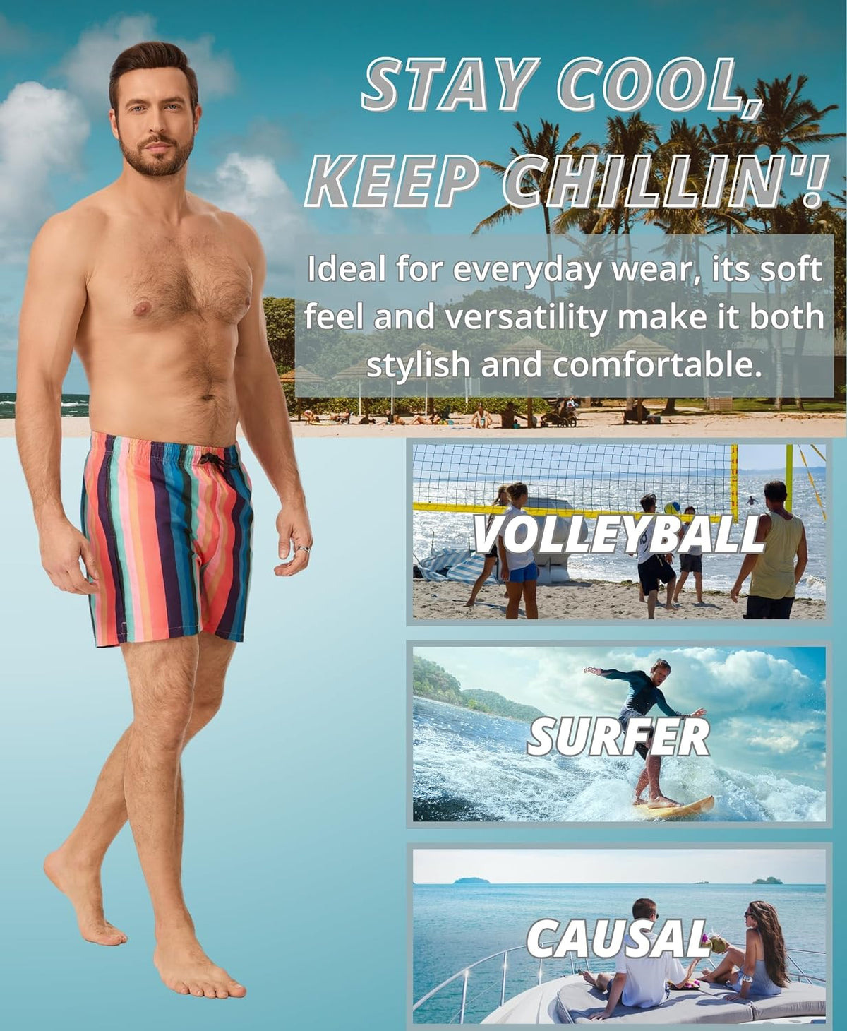 AMZSPORT Men's Swim Trunks
