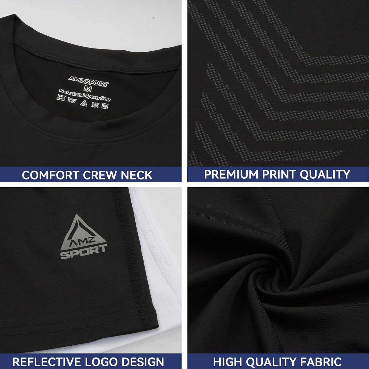 AMZSPORT Men's 1/2-Pack Short Sleeve Compression Shirt Running Top
