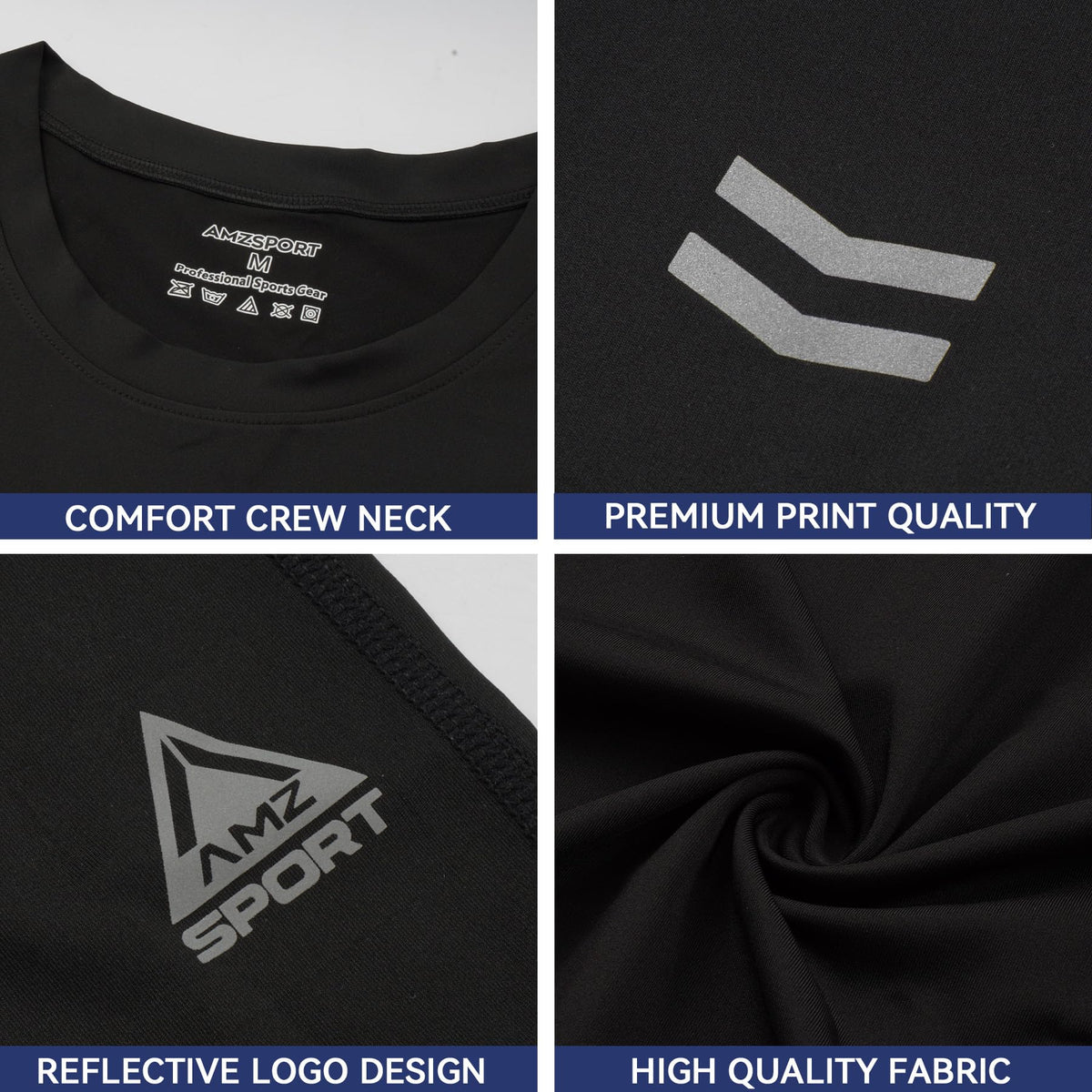 AMZSPORT Men's Short Sleeve Compression Shirt Quick-Dry Running