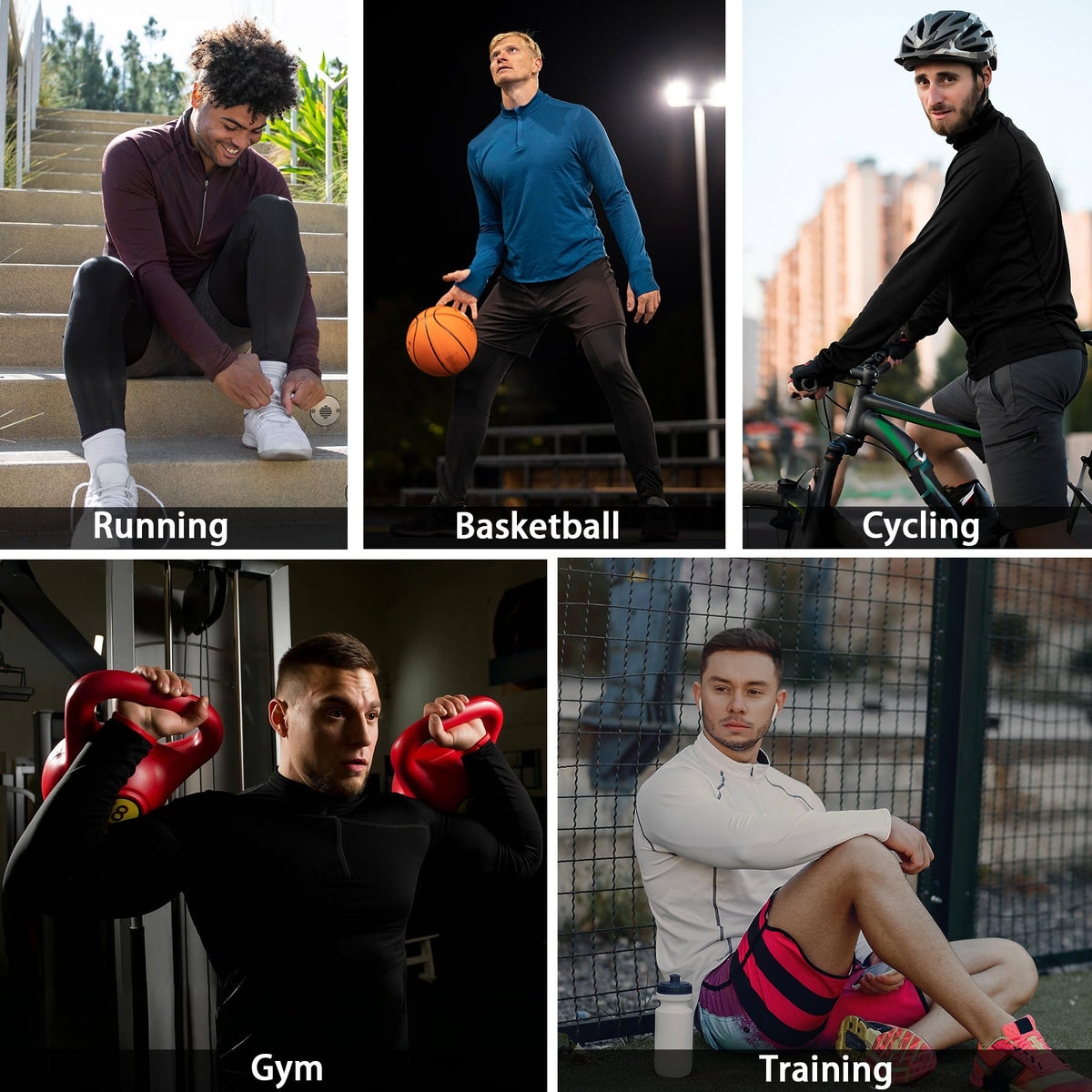 AMZSPORT Men's 1/4 Zip Long Sleeve Running & Training Shirt