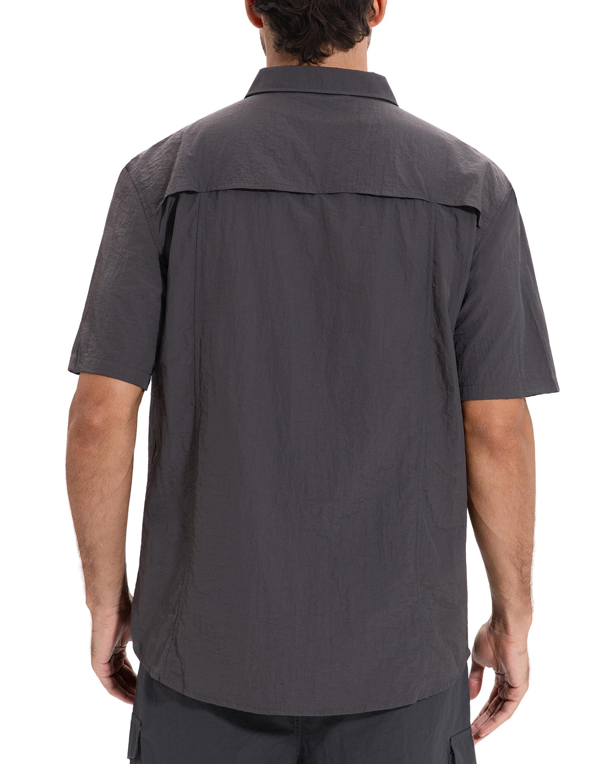 AMZSPORT Men's Quick-Dry Short Sleeve Button Shirt with Pockets