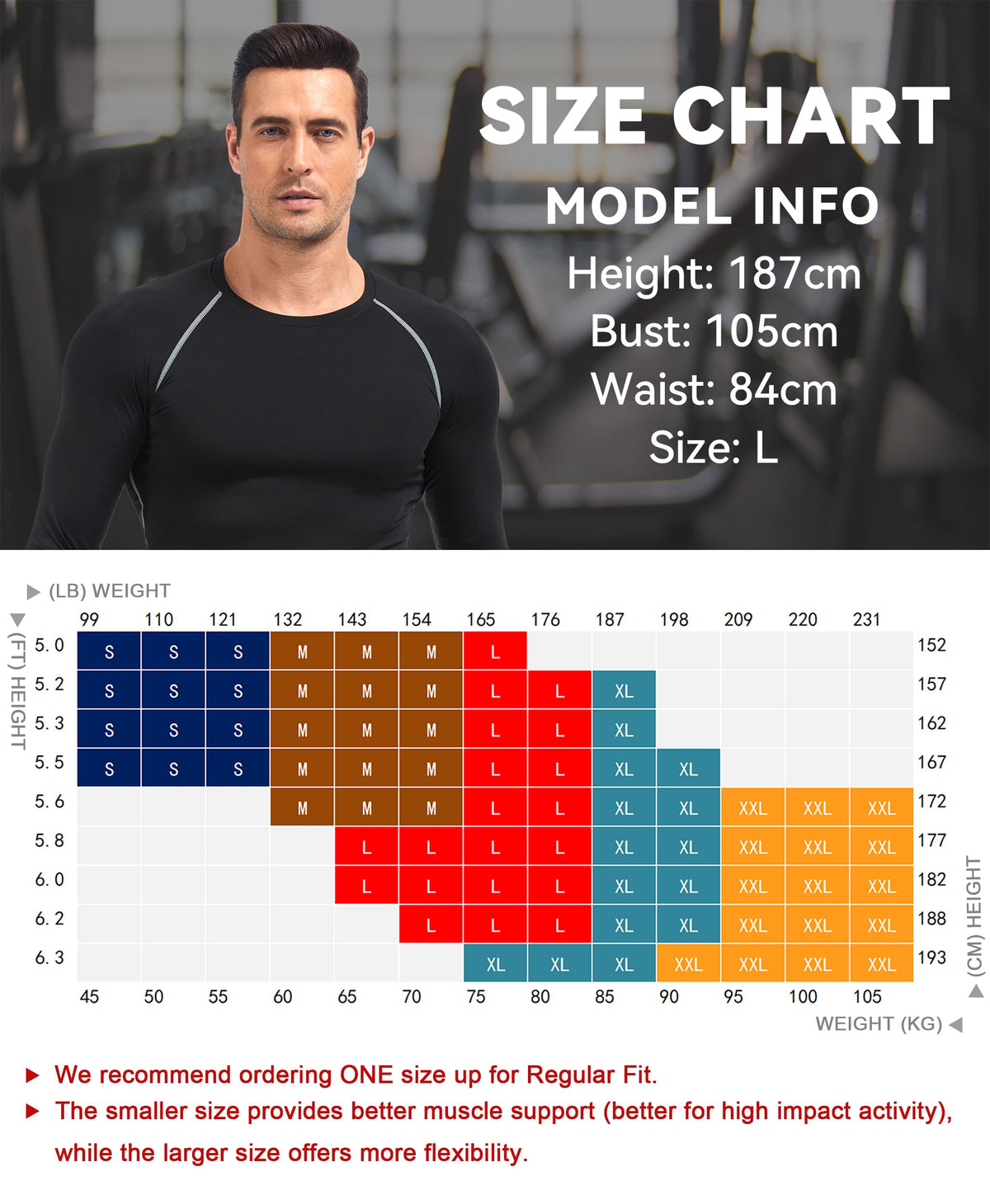 AMZSPORT Men's Long Sleeve Compression Running Shirt Quick Dry