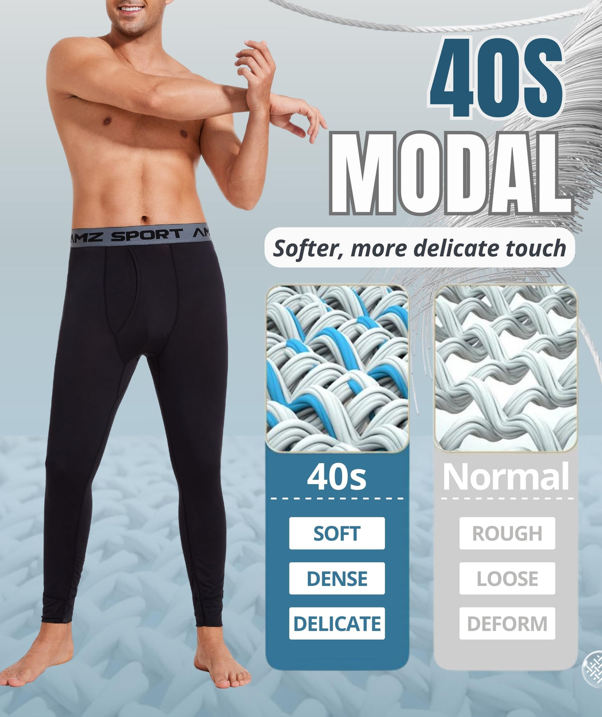 AMZSPORT Men's Thermal Underwear Long Johns Winter Base Layer Pants