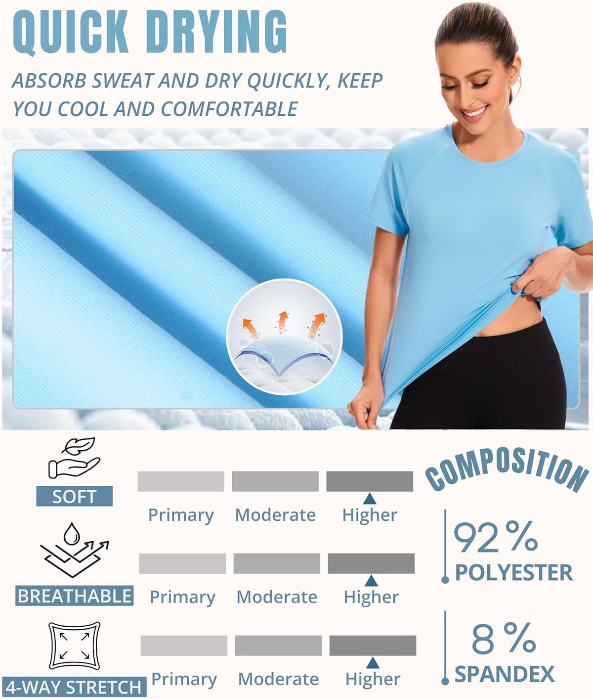 AMZSPORT Women's Short Sleeve Sport T-Shirt Breathable Running Top
