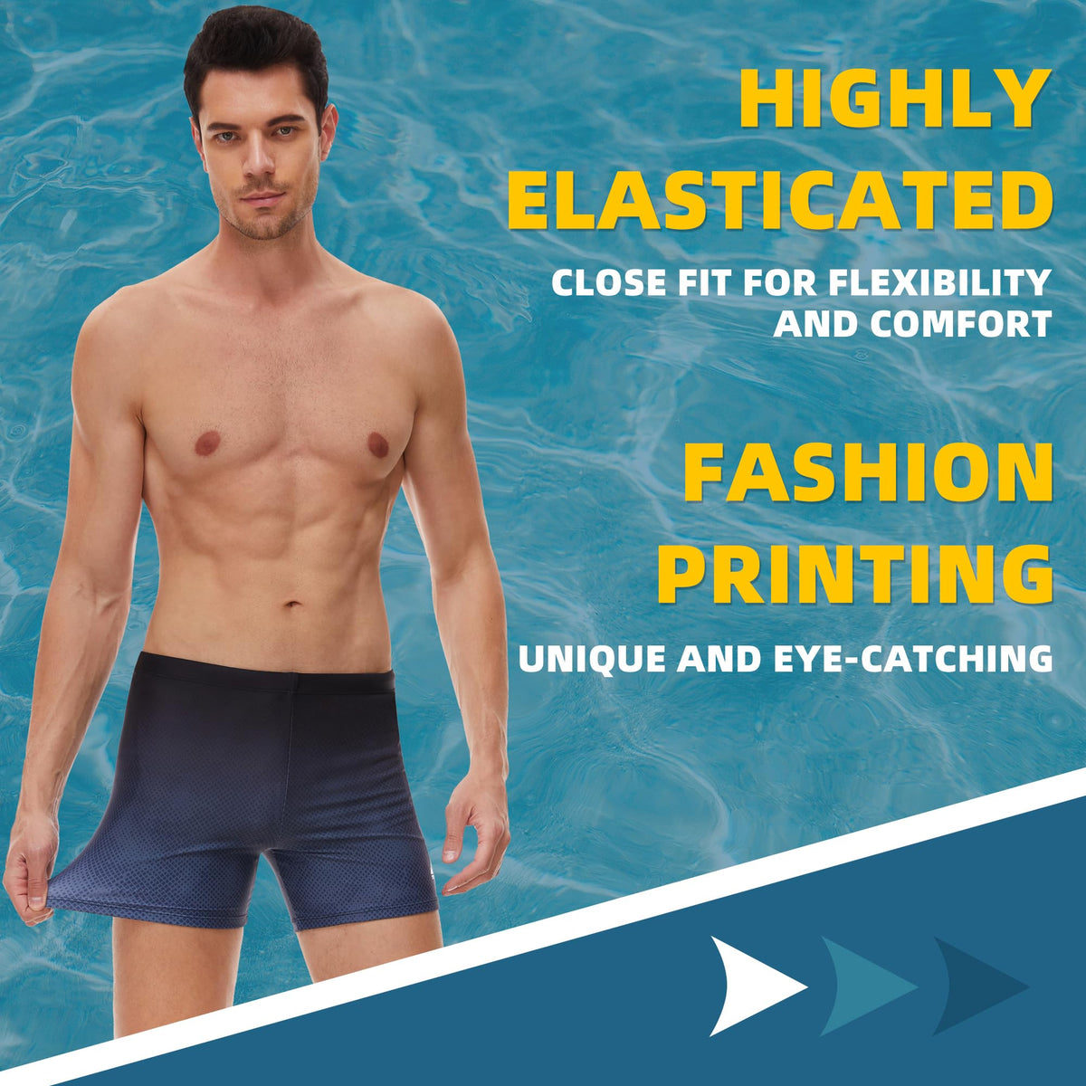 AMZSPORT Men's Short Swim Trunks Quick-Dry Beach Shorts Mesh Lining