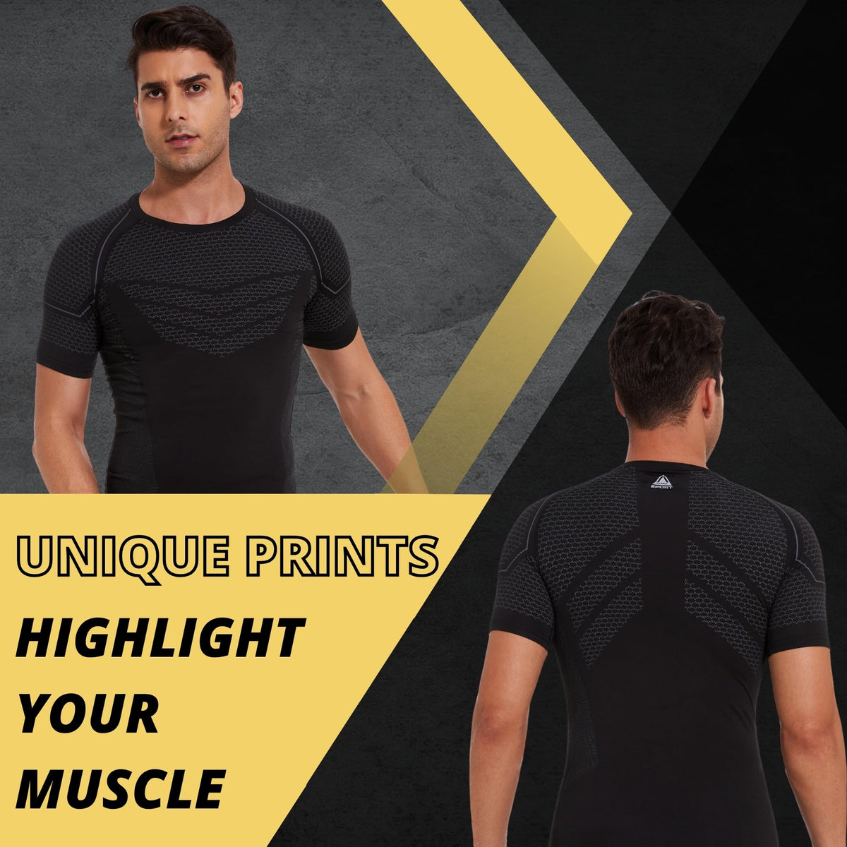AMZSPORT Men's Compression Shirt, Sports, Quick-Dry, Base Layer Top