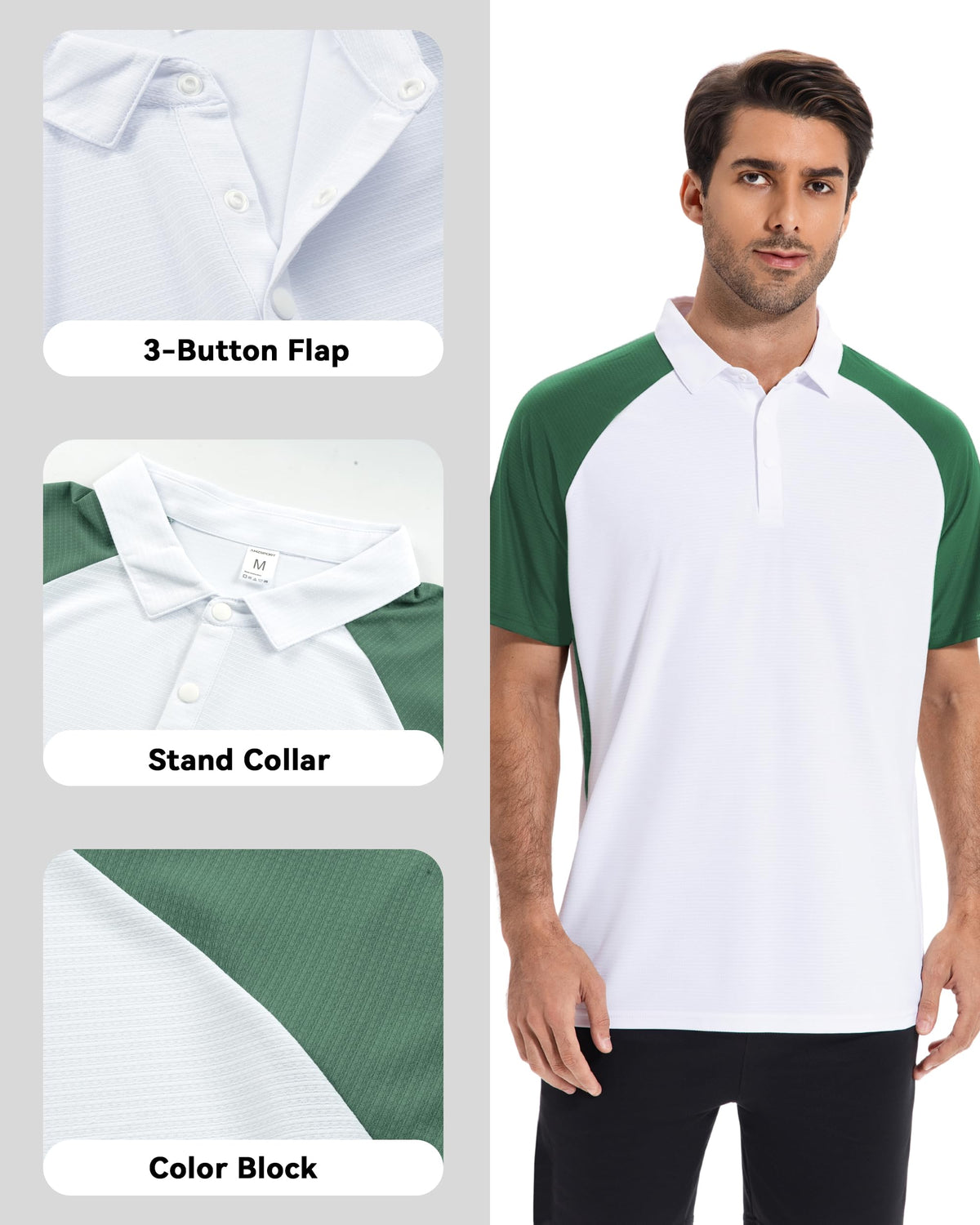 AMZSPORT Men's Short Sleeve Golf Polo Shirt For Tennis Sport