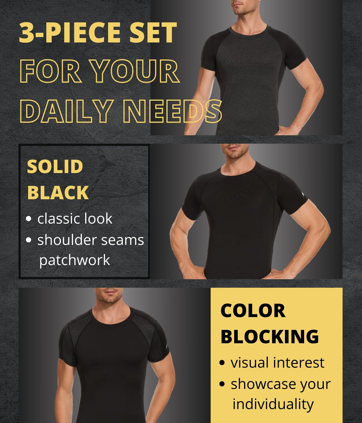 AMZSPORT Men's Compression Shirt, Sports, Quick-Dry, Base Layer Top