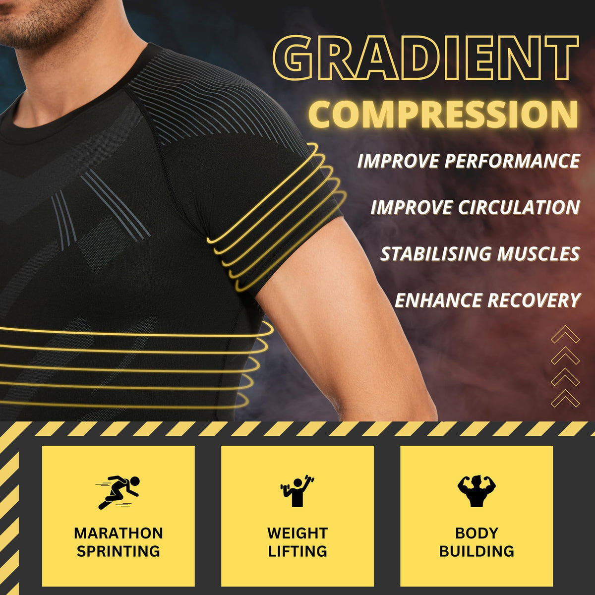 AMZSPORT Men's Compression Shirt, Sports, Quick-Dry, Base Layer Top