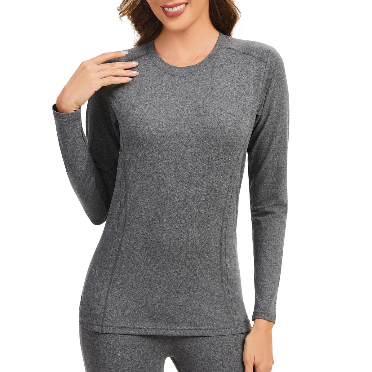 AMZSPORT Women's Thermal Long Sleeve Shirt Slim Fit Winter Base Layer