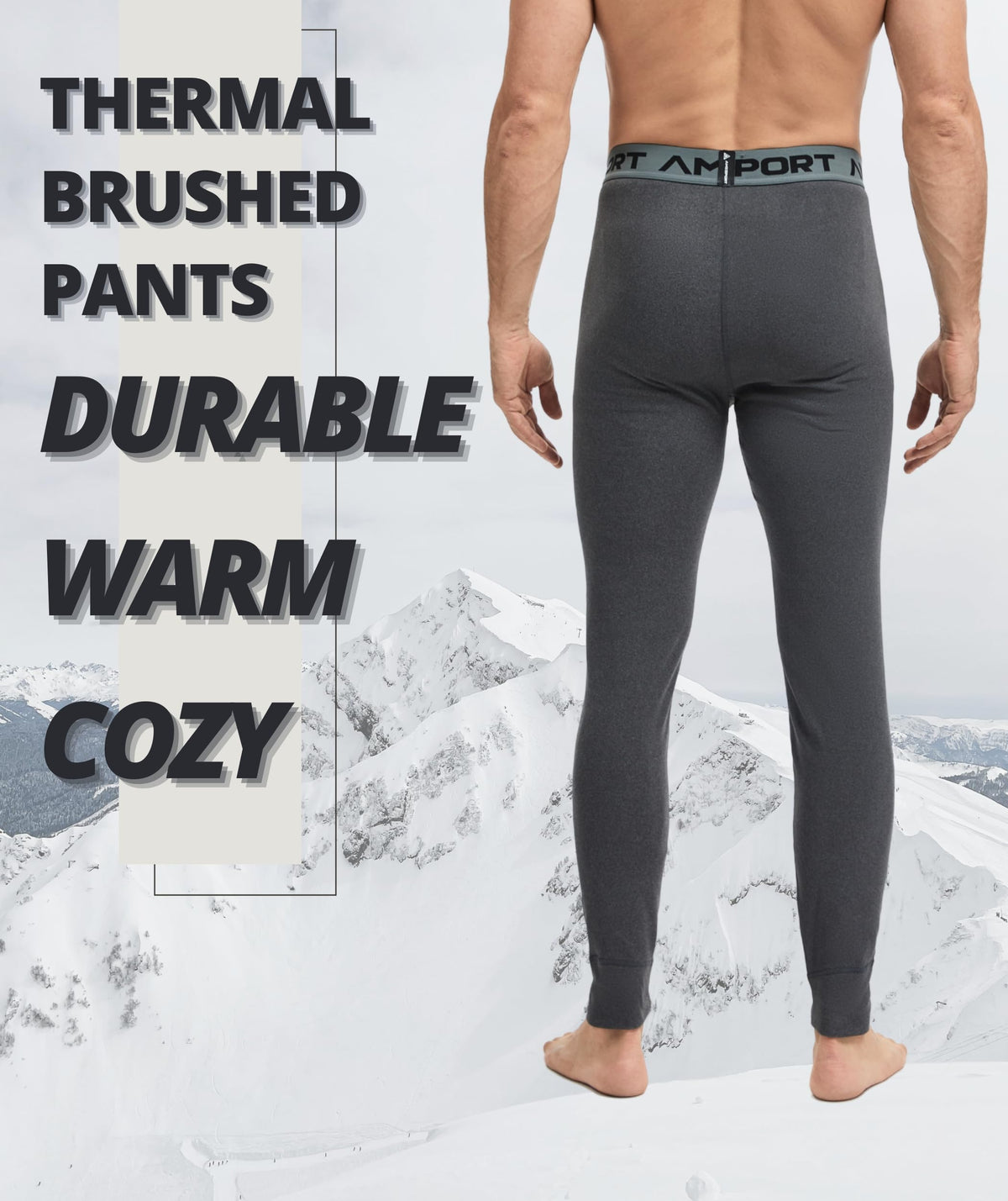 AMZSPORT Men's Thermal Underwear Long Johns Winter Base Layer Pants
