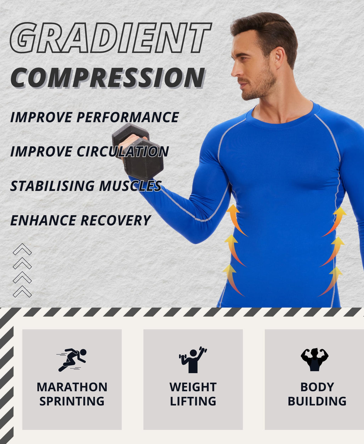 AMZSPORT Men's Long Sleeve Compression Running Shirt Quick Dry