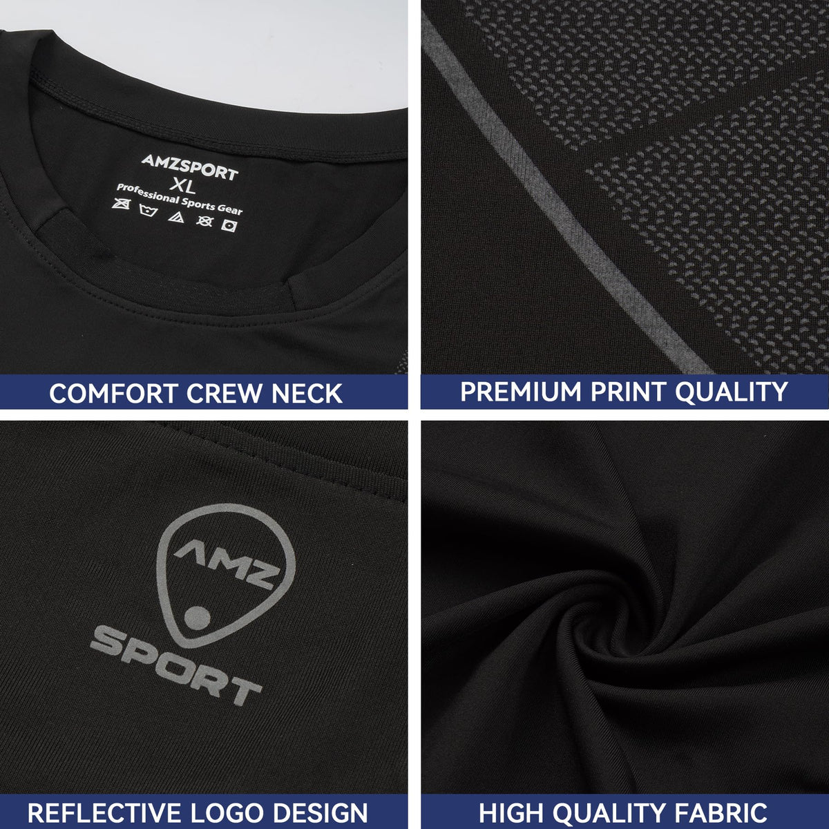 AMZSPORT Men's Short Sleeve Compression Shirt Quick-Dry Running Top