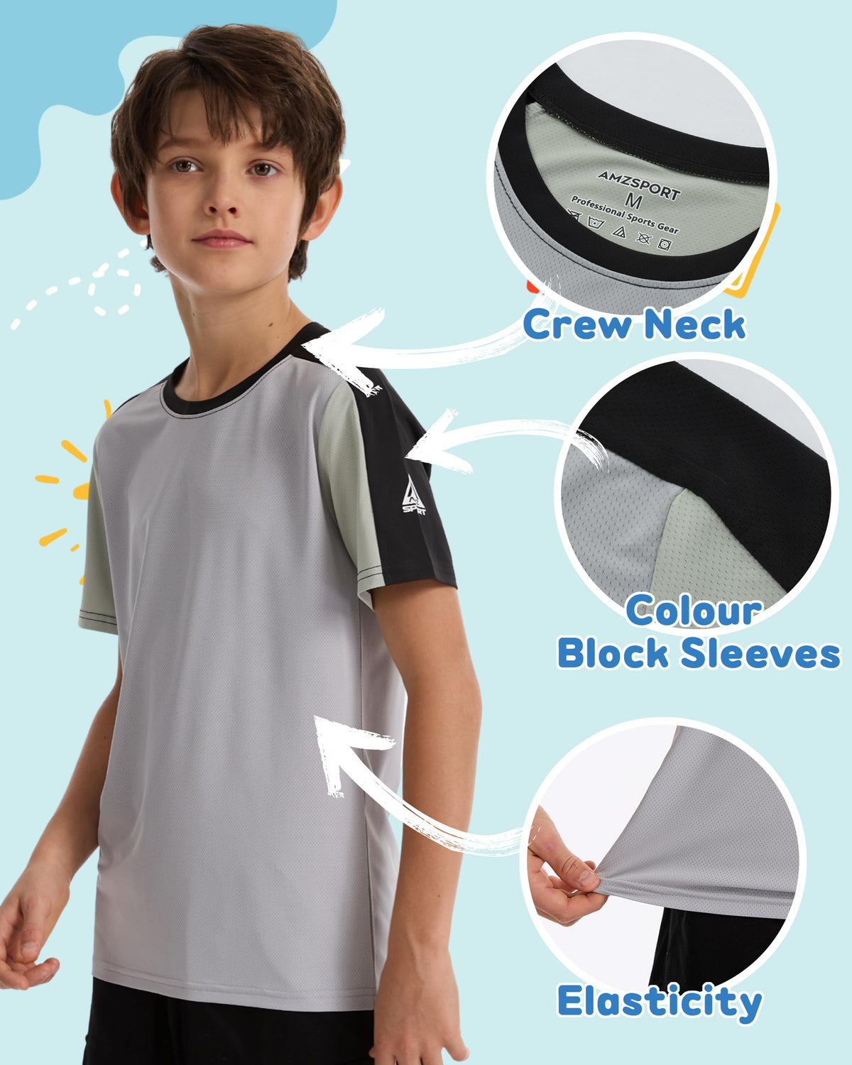AMZSPORT Kids Unisex Short Sleeve Sports T-Shirt For Football Training