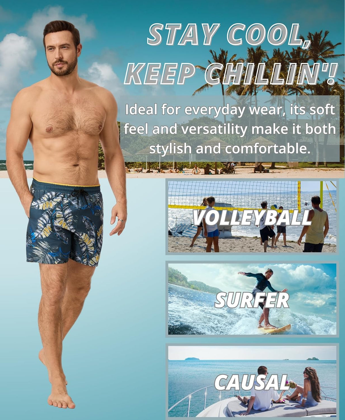 AMZSPORT Men's Swim Trunks