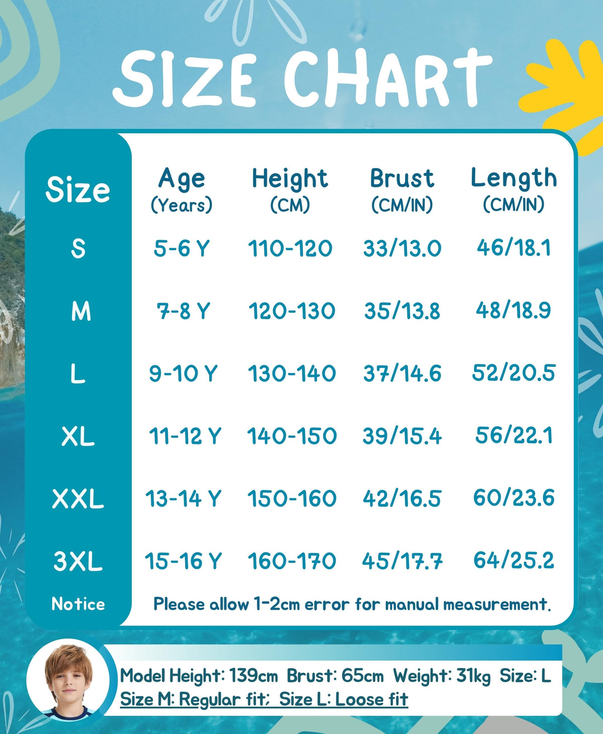 AMZSPORT Kids UPF 50+ Short Sleeve Swim Shirt