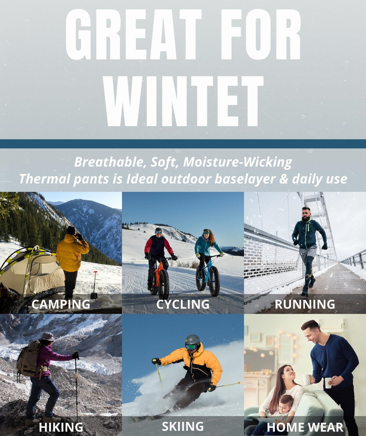 AMZSPORT Men's Thermal Underwear Long Johns Winter Base Layer Pants