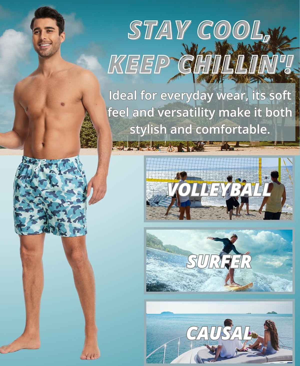 AMZSPORT Men's Swim Trunks