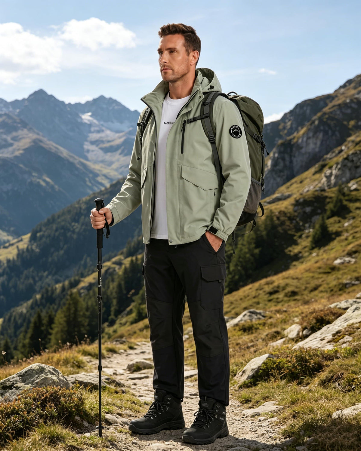 AMZSPORT Men's Hooded Rain Jacket